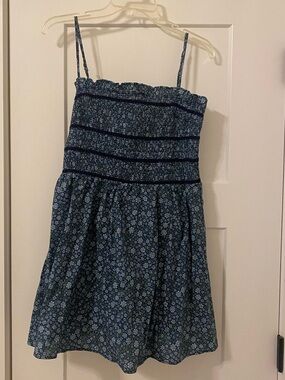 Isla Jillian Fit & Flare Smocked Floral Navy Mini Dress